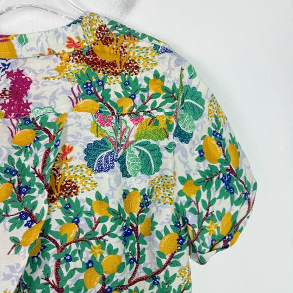 NWT Anthropologie Maeve Classic Surf Shirt Linen Blend Lemons Size Small S NEW - Picture 11 of 13